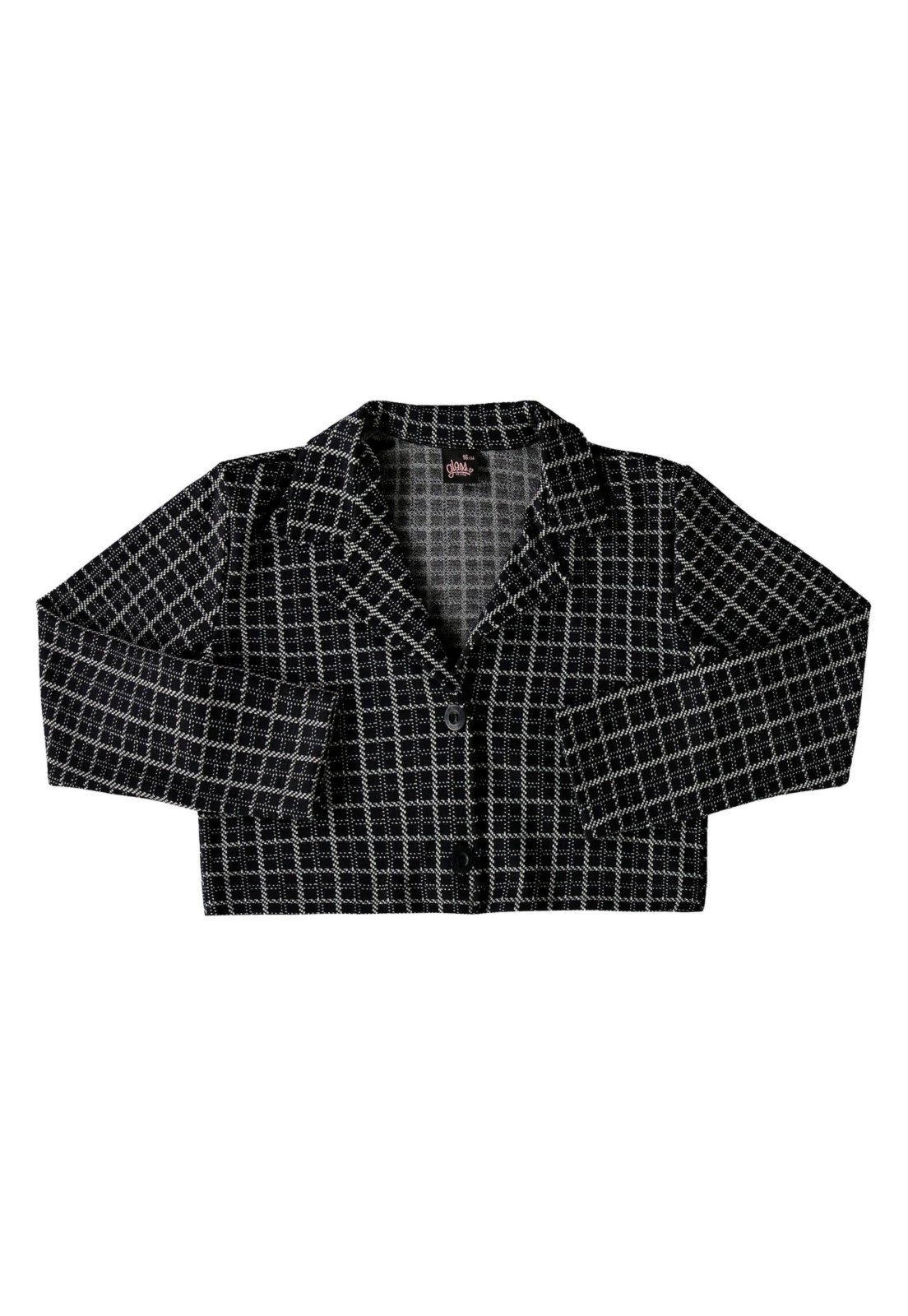 Vista 3 Infantil - Conjunto Blazer Cropped e Saia em Jacquard Juvenil Gloss preto Gloss preto