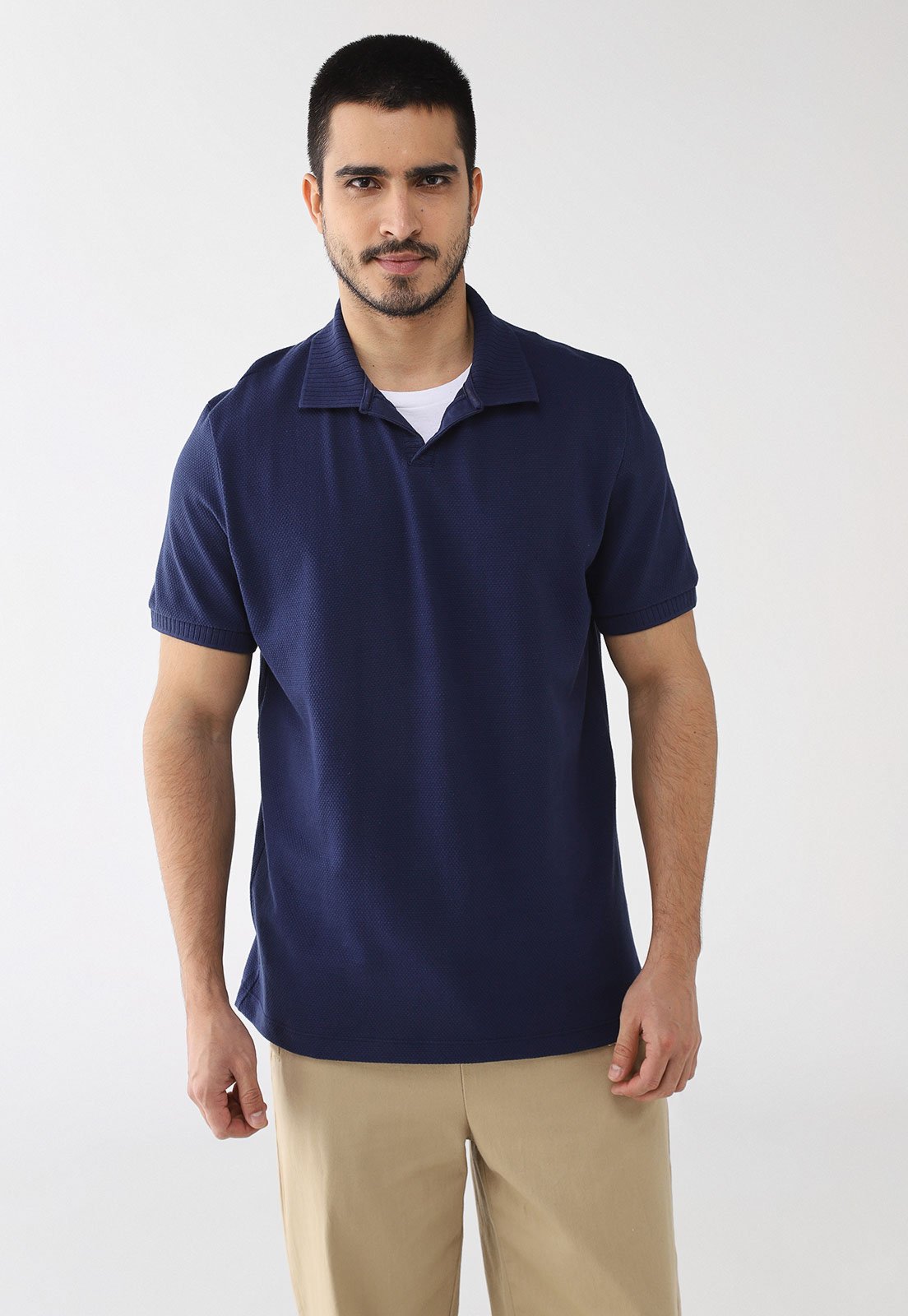 Camisa Polo Masculina Hering Tradicional Azul Marinho