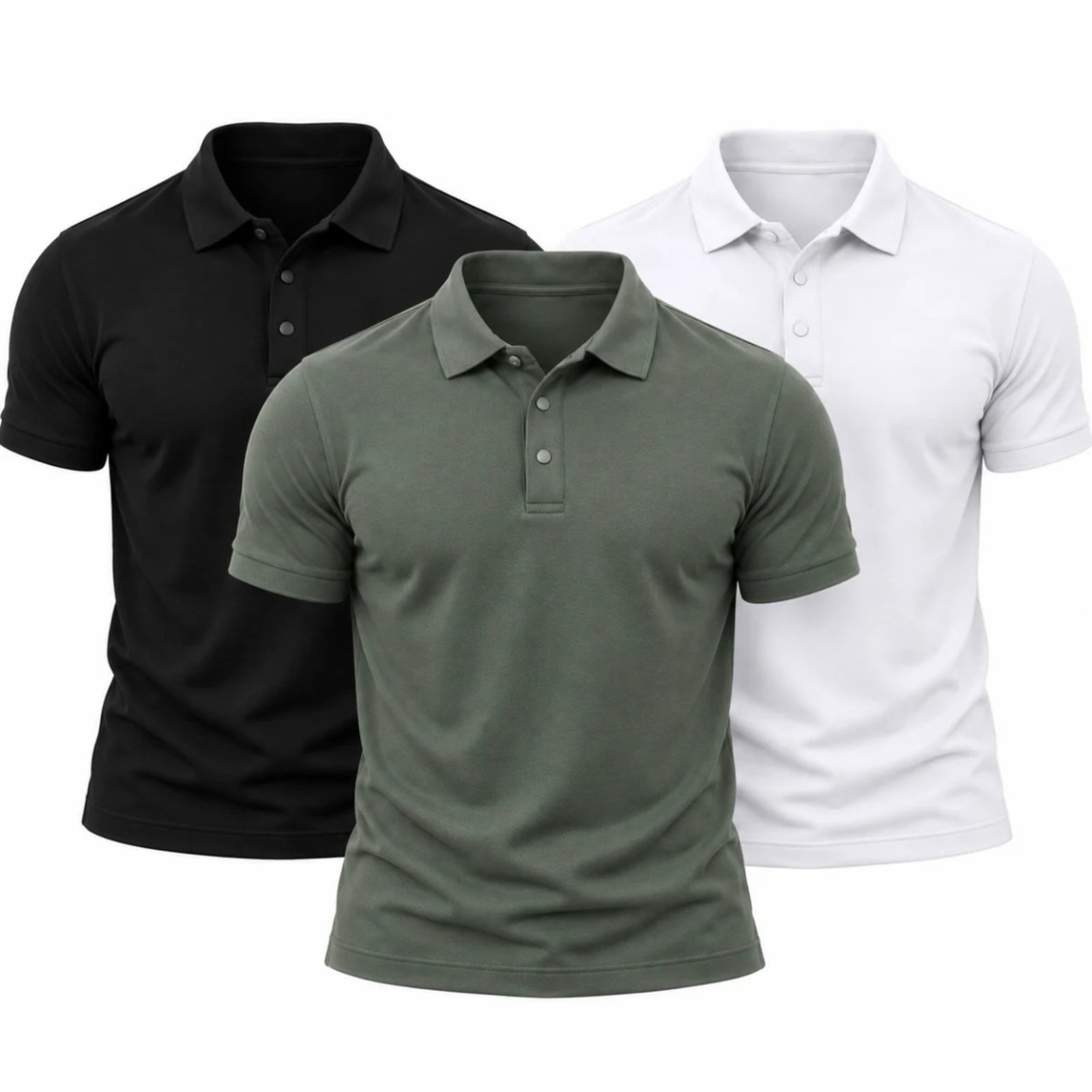 Kit 3 Camisas Polo Poliamida Masculina Básica Premium Colorido