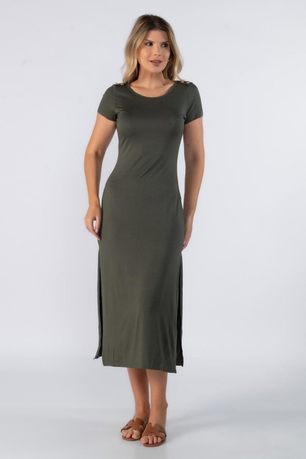 Vestido longo Lamis de malha fina Verde