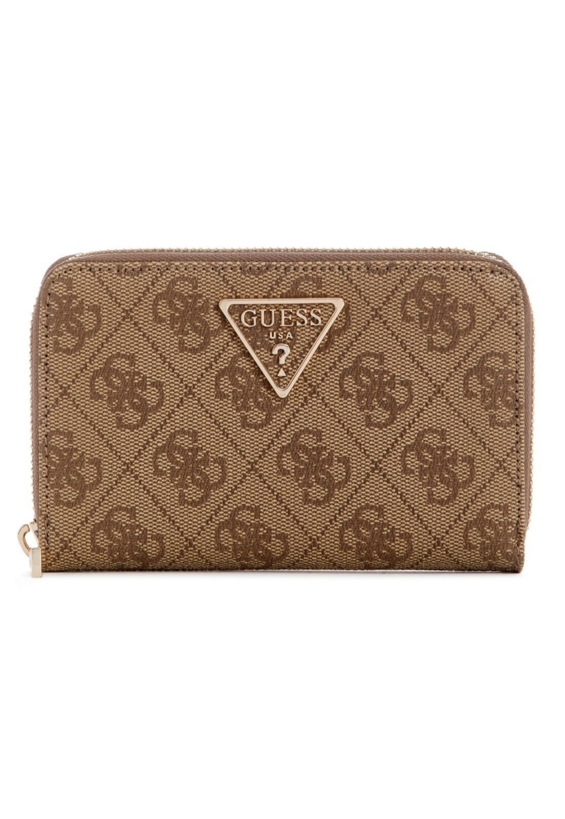 Vista 2 Carteira Guess Laurel II Med Zip Around Bege Guess amarelo