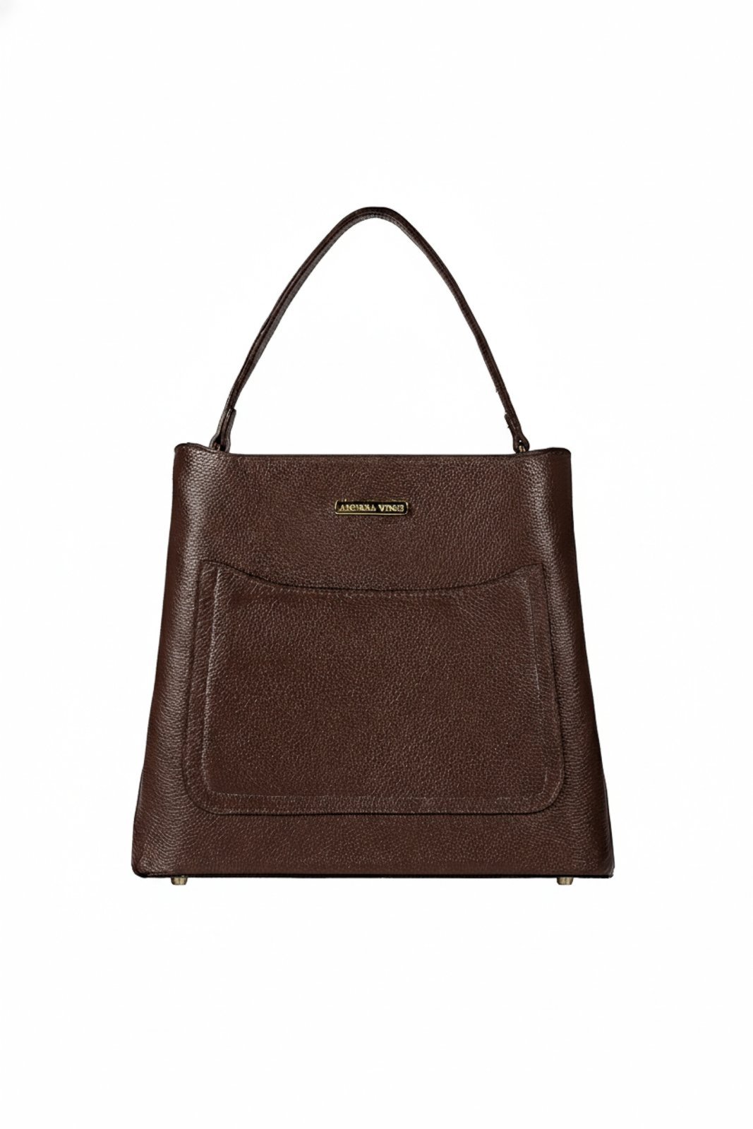 Bolsa de mão em couro liso Madu - Café