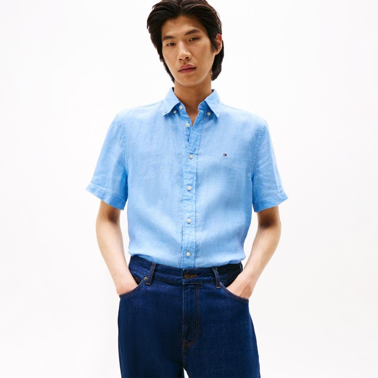 Vista 2 Camisa Dyed Linho Manga Curta - EEG Tommy Hilfiger azul Tommy Hilfiger azul
