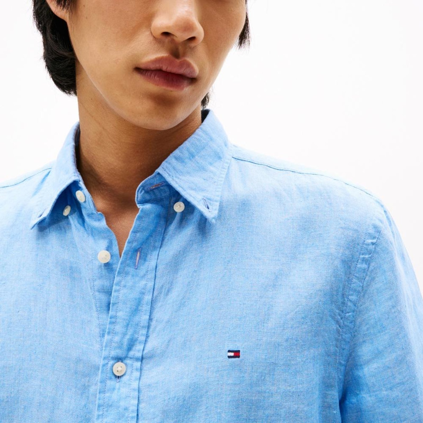 Vista 3 Camisa Dyed Linho Manga Curta - EEG Tommy Hilfiger azul Tommy Hilfiger azul