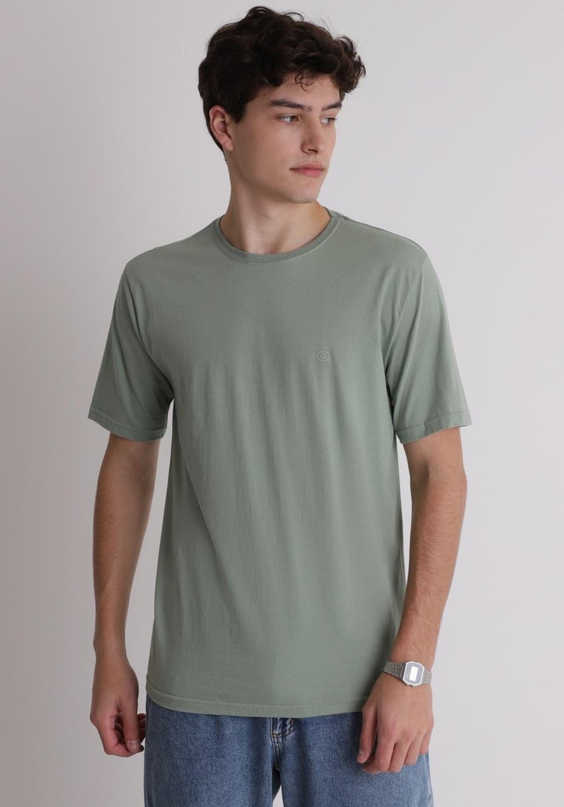 Camiseta básica Gang verde 100% Algodão conforto qualidade