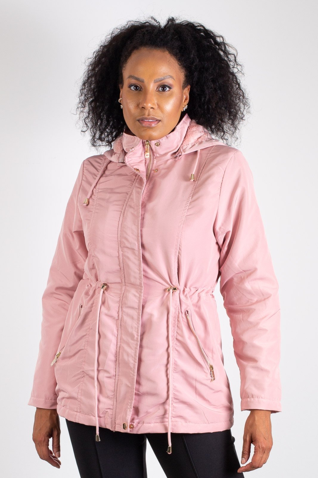 Parka Enluaze feminina forrada com capuz 80105 – Rosa