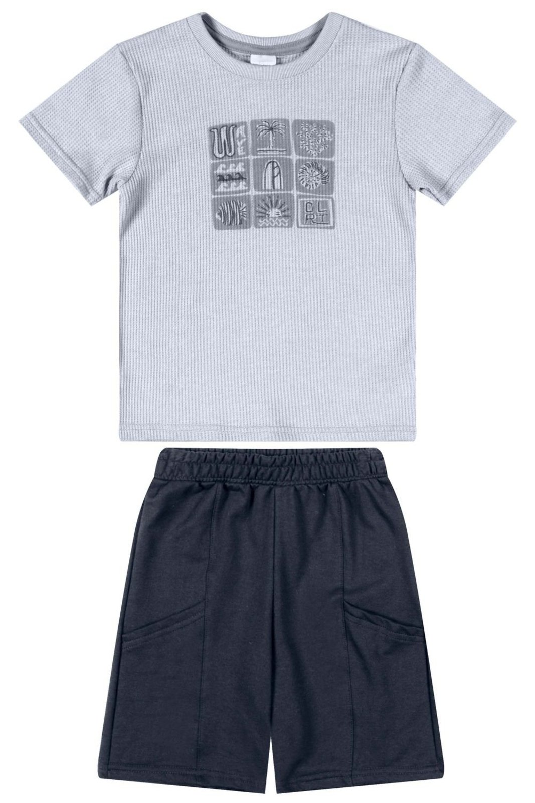 Infantil - Conjunto Menino Textura Praia Colorittá Azul