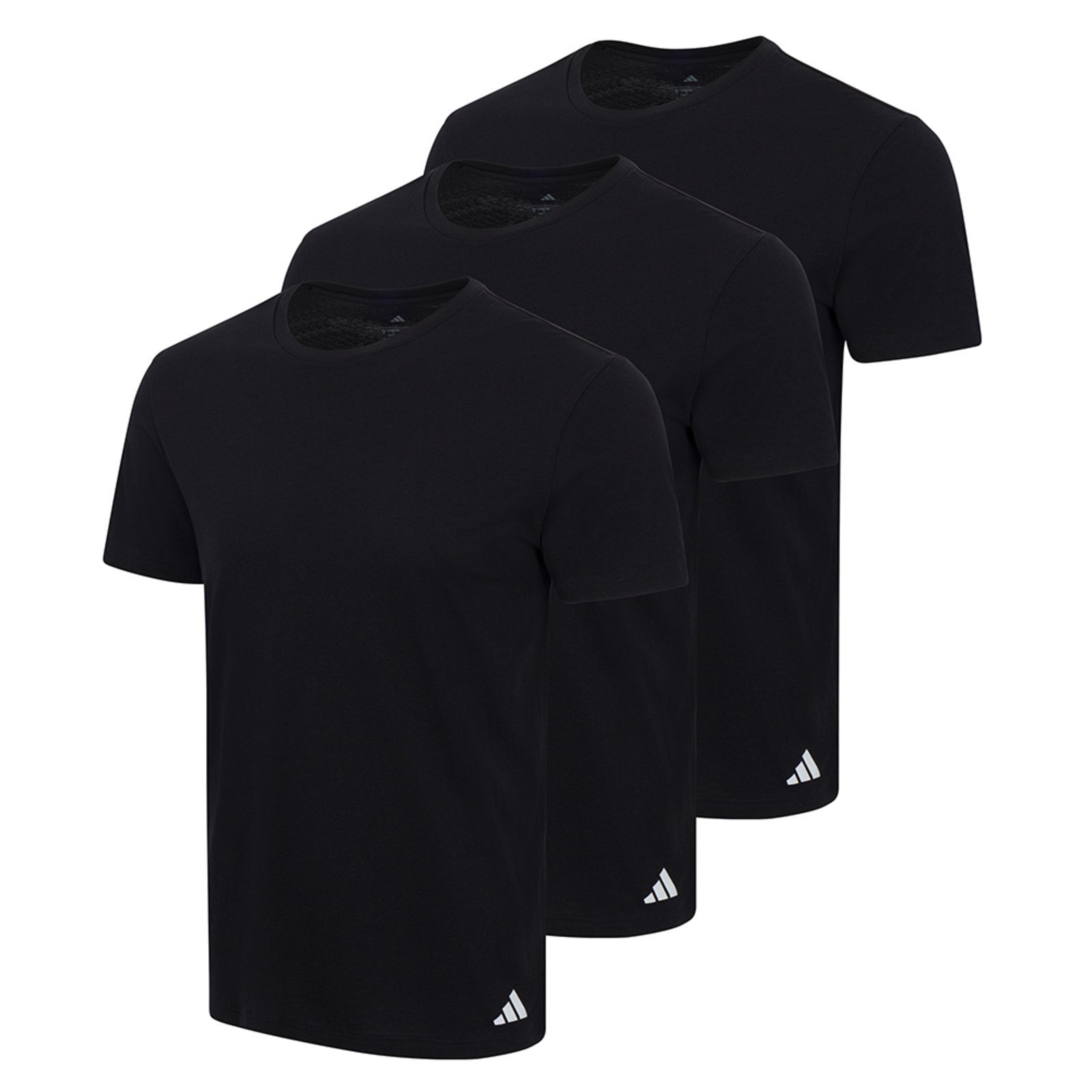 Kit com 3 Camisetas Gola Careca adidas Underwear Preto