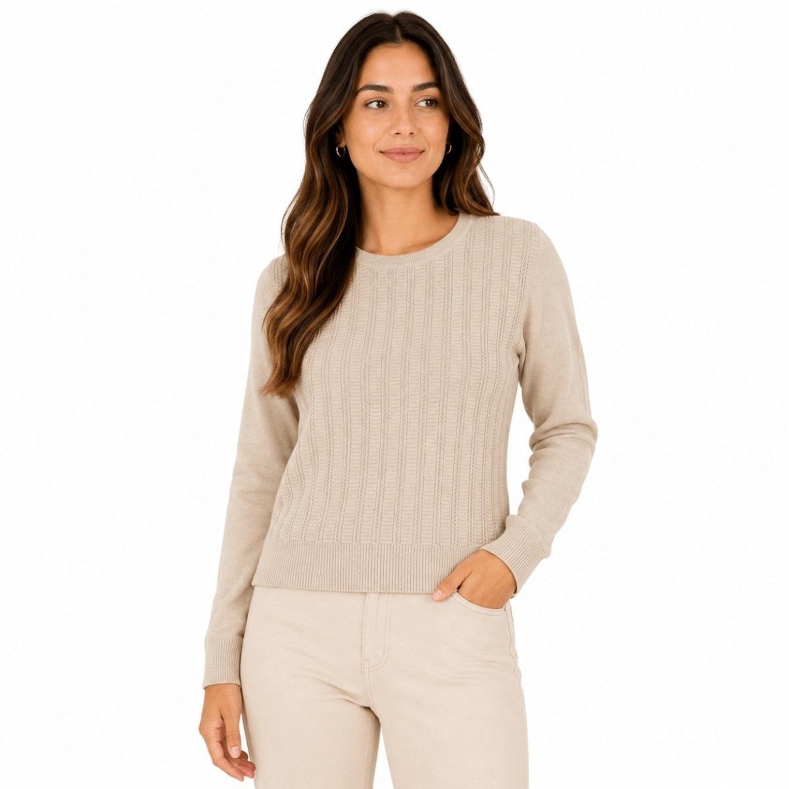 Suéter Tricot Feminina Facinelli 651259 Bege