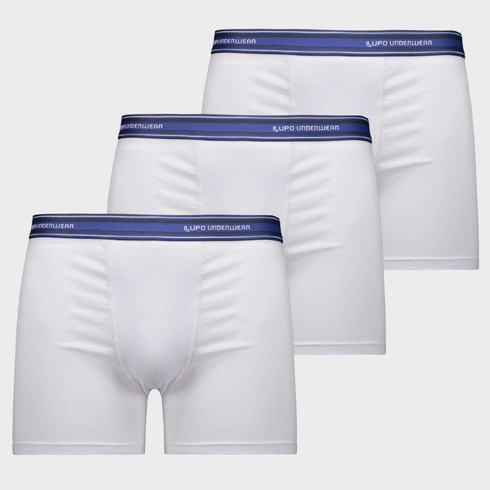 Kit 3 Cuecas Lupo Boxer Algodão com Elastano Branca