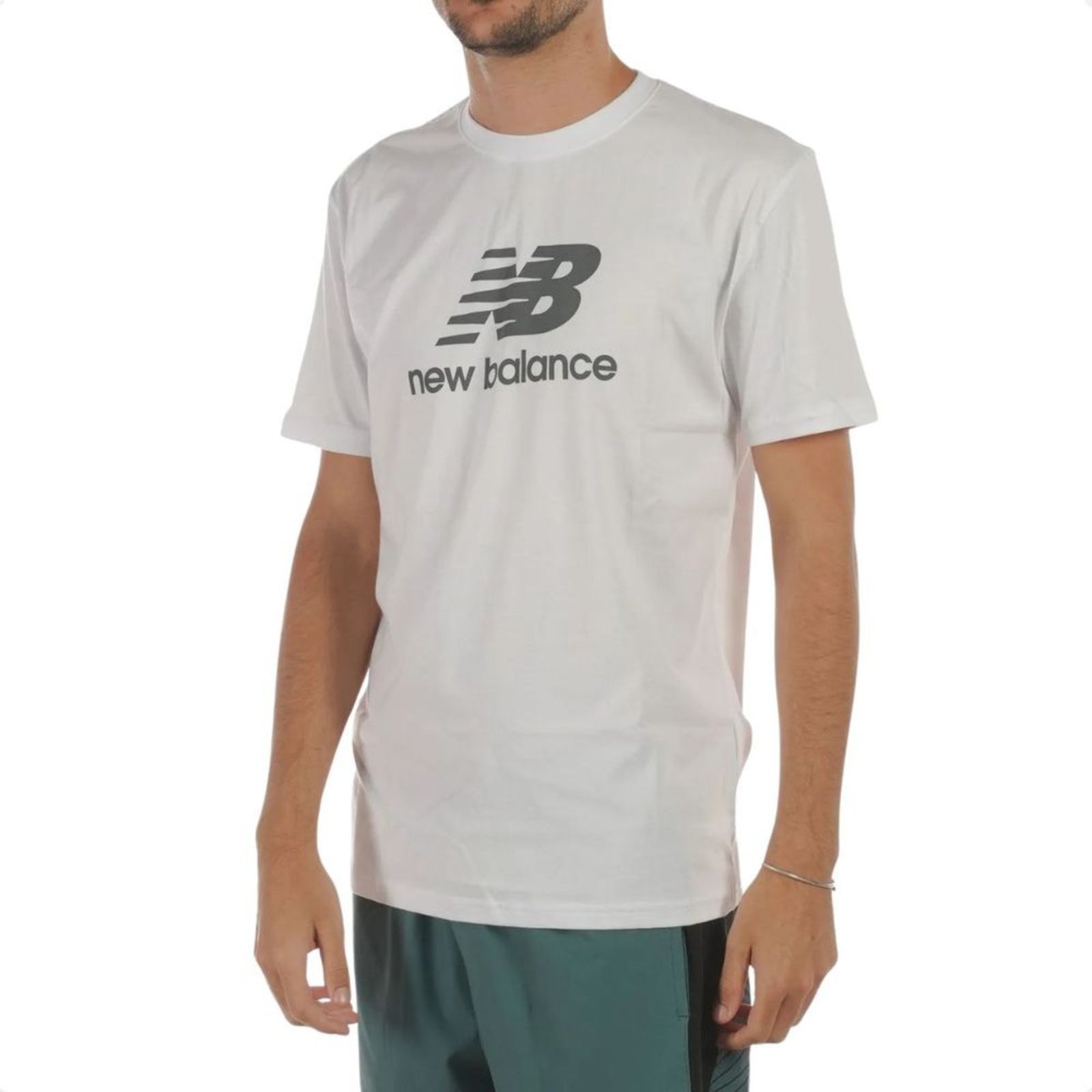 Vista 2 Camiseta Masculina New Balance Essentials Branca branco New Balance branco