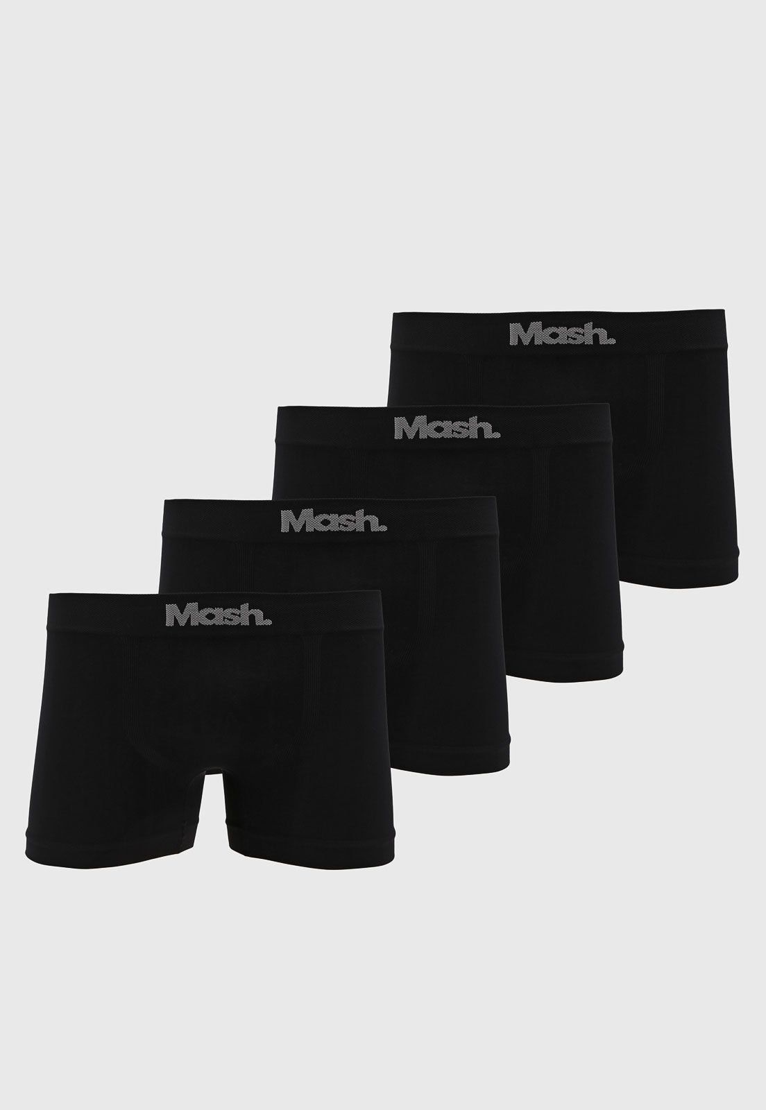 Kit 4pçs Cueca MASH Boxer Sem Costura Preta