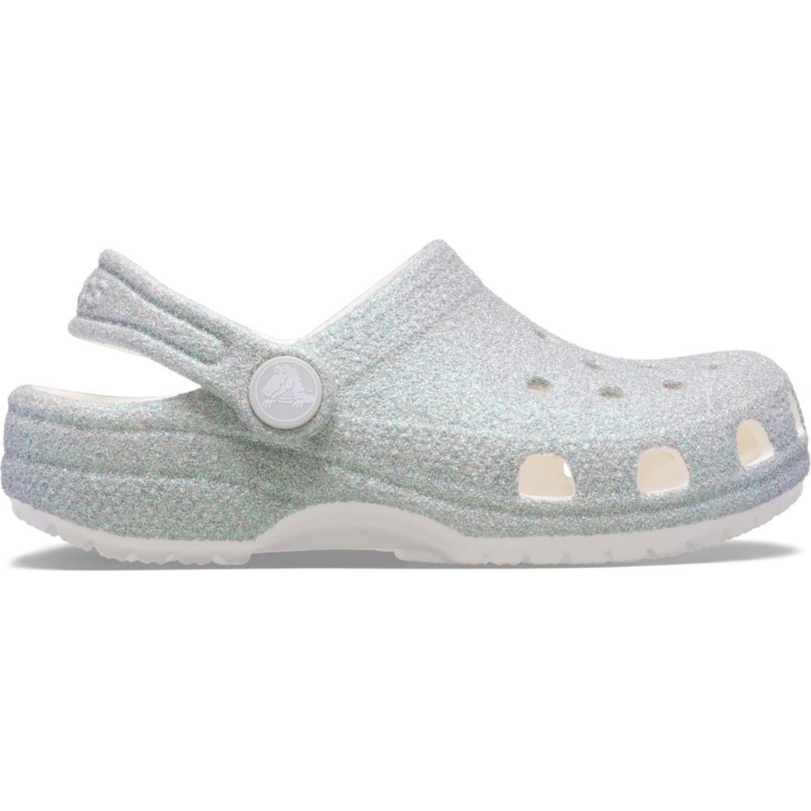 Vista 2 Infantil - Sandália Crocs Classic Iridescent Glitter Clog T White Branco branco white Crocs branco white