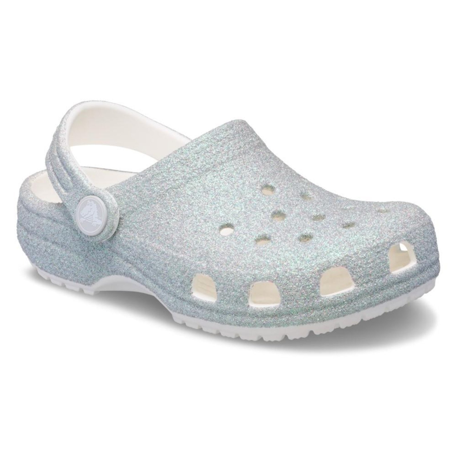 Vista 3 Infantil - Sandália Crocs Classic Iridescent Glitter Clog T White Branco branco white Crocs branco white