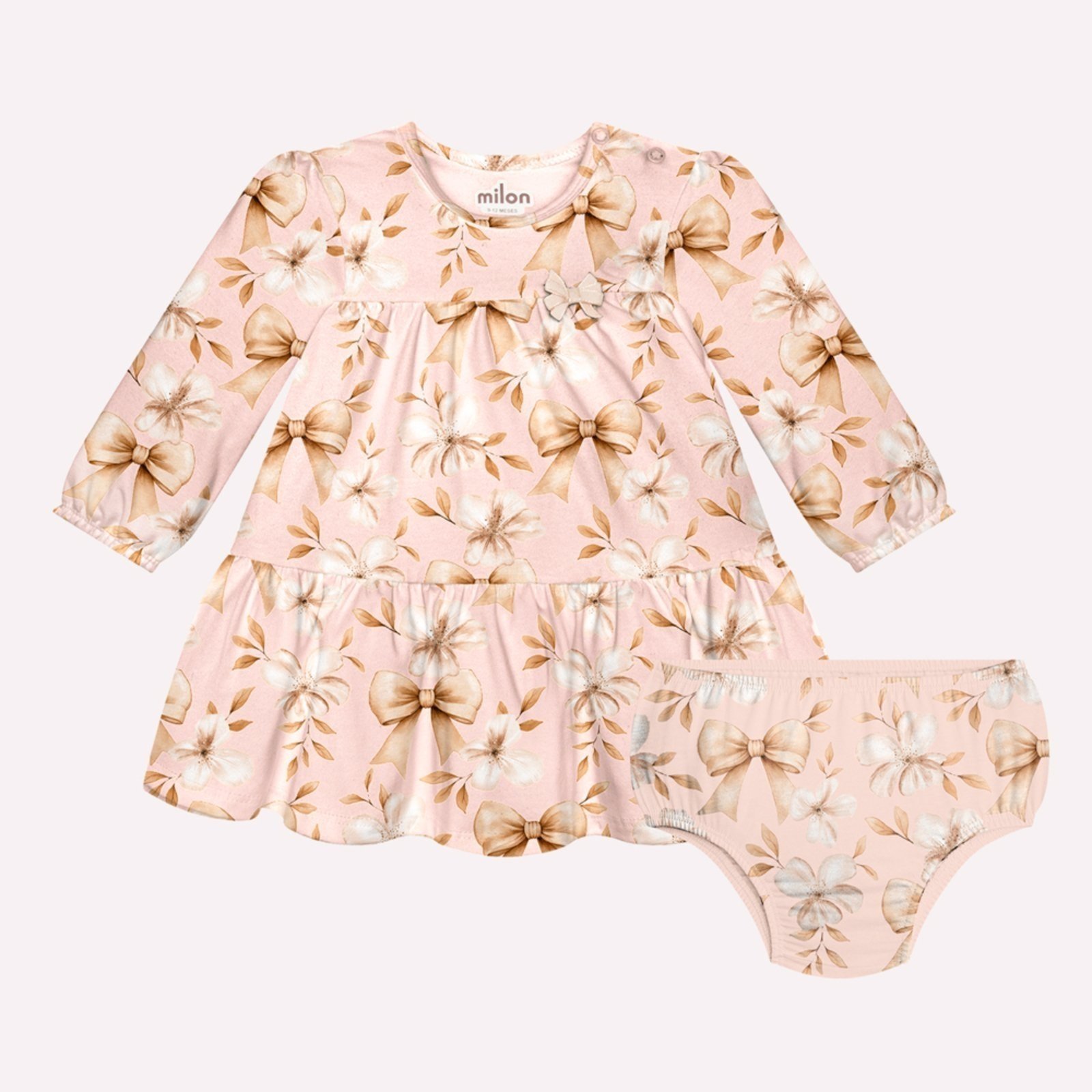 Infantil - Vestido com Calcinha Menina Laços Milon