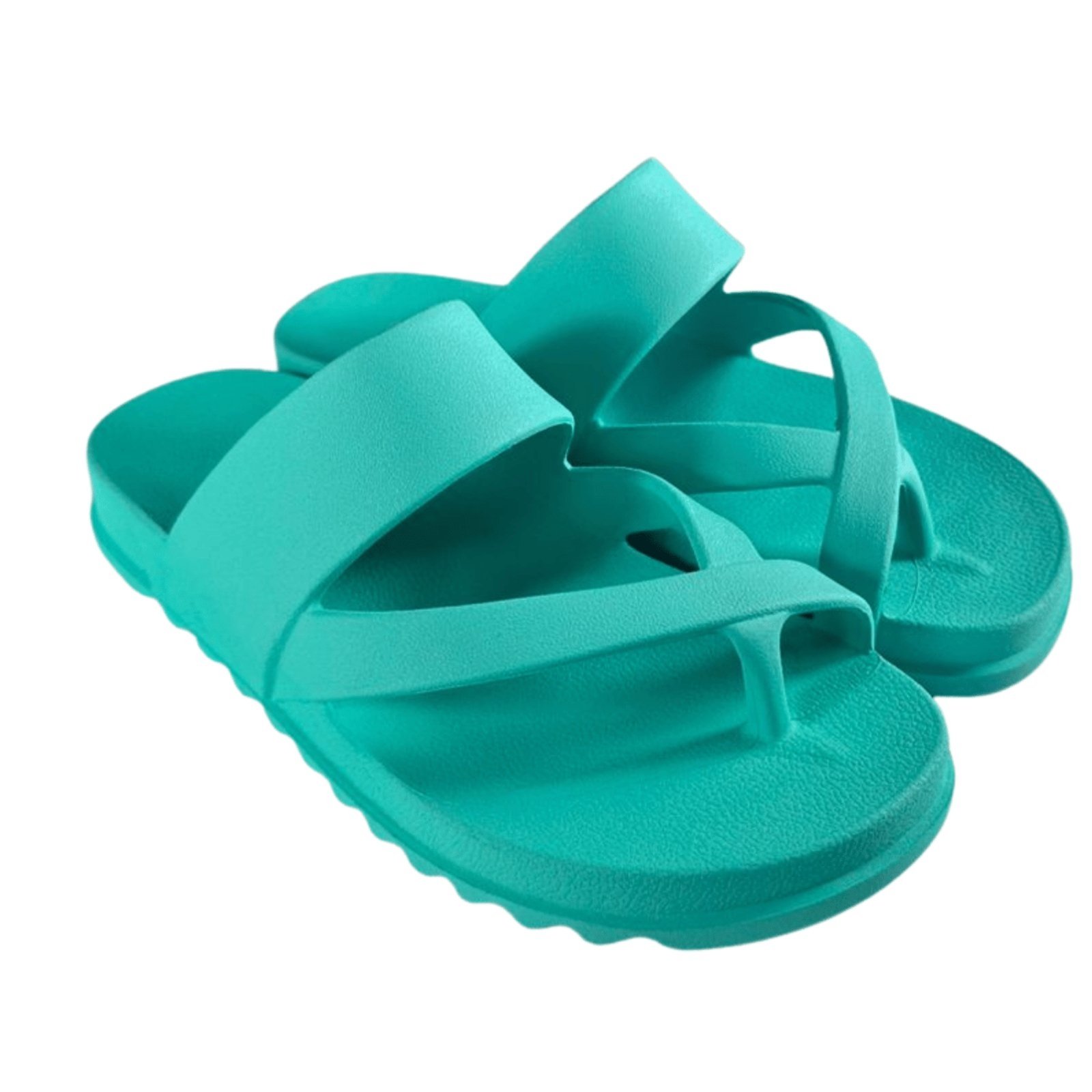 Chinela Feminina Conforto Anna Andrade Flat Rasteira Casual Papete Nuvem Azul Turquesa
