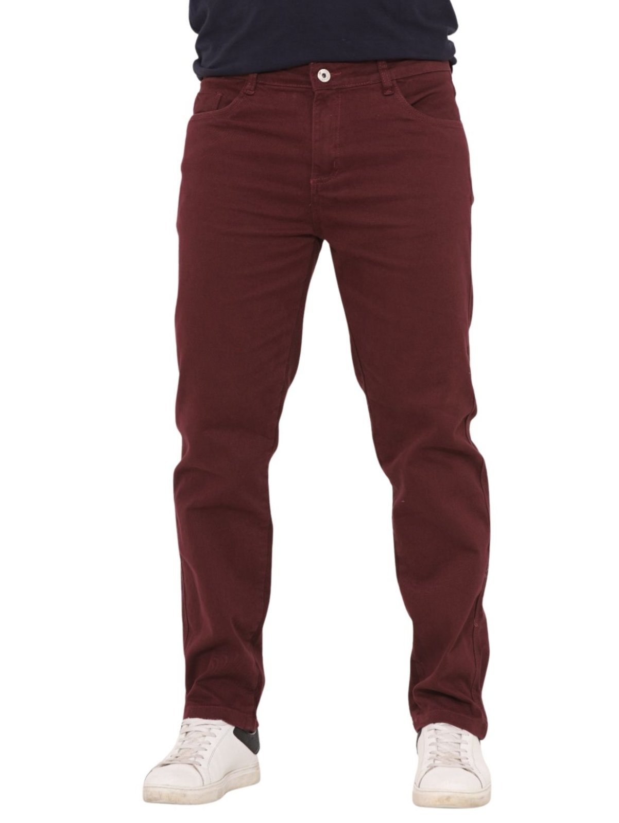 Calça Masculina de Sarja na Cor Vinho Corte Tradicional Alleppo Jeans