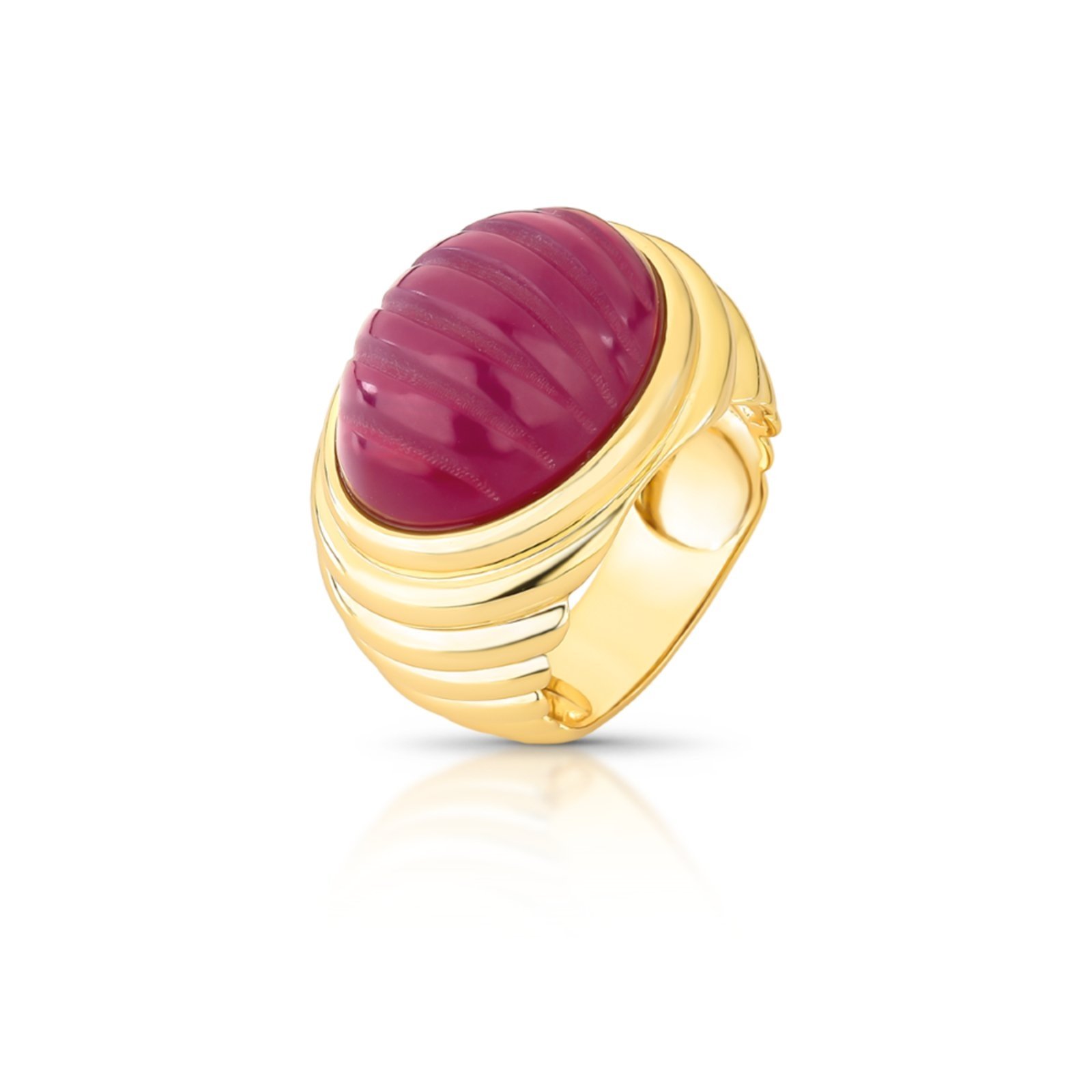 Infantil – Anel com Cristal Oval Texturizado Marsala Semijoia Banhada a Ouro Ania Store