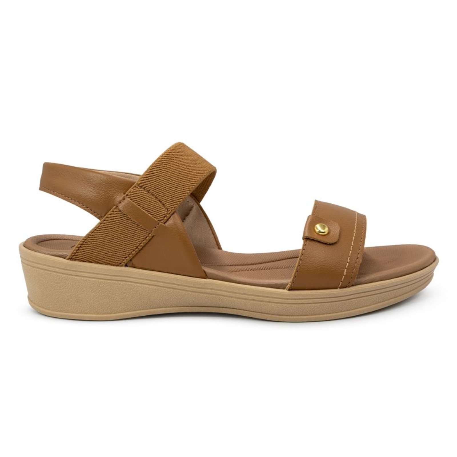 Sandália Usaflex Feminina Couro Tira Elástico Casual UD04004 Caramelo