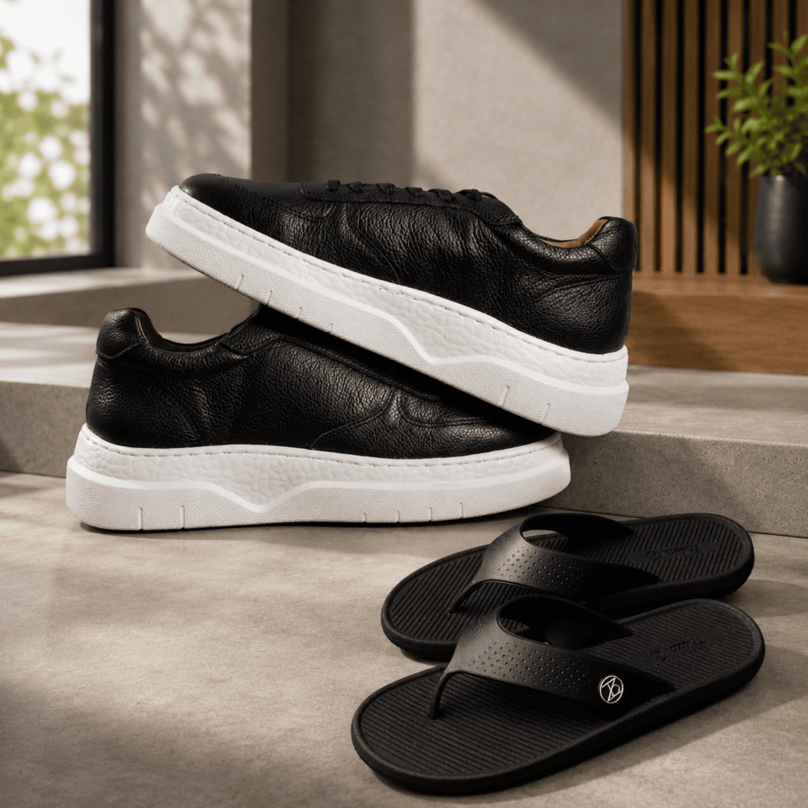 Kit Sapato Casual Social Thalles + Chinelo Slide Mônaco ThézB