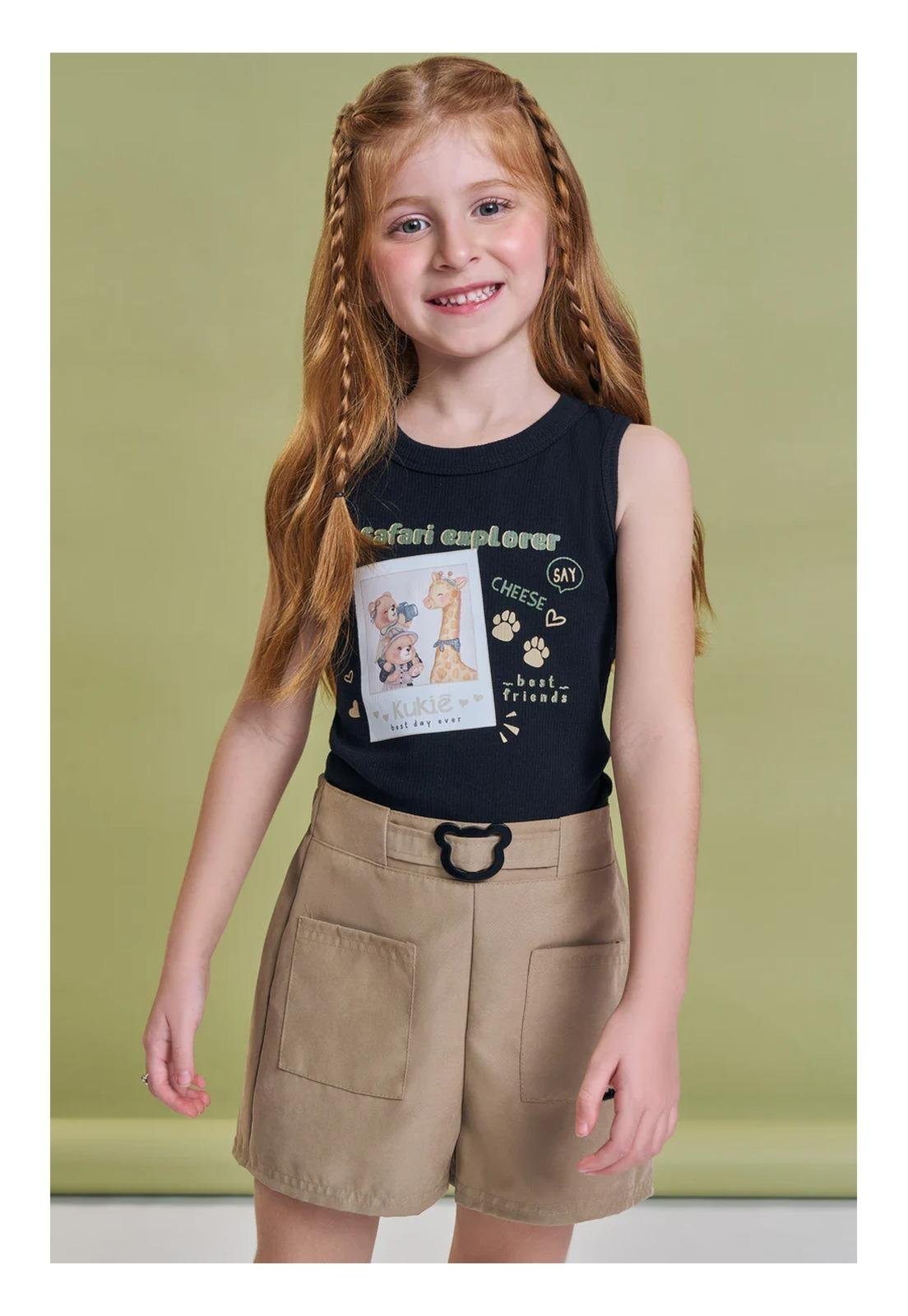 Infantil - Conjunto Short Blusa Regata Kukie 10 Preto