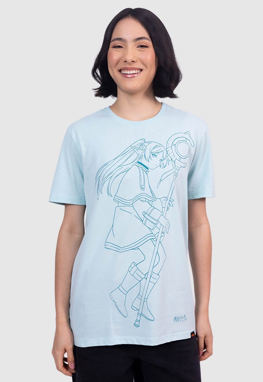 Camiseta Piticas Frieren A Maga Cajado Azul