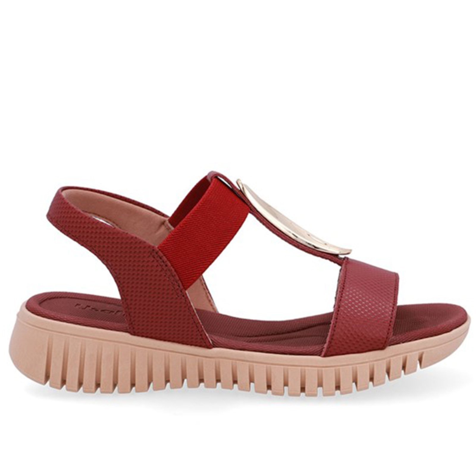 Sandália Enfeite Dourado Couro Usaflex Rebu – 003