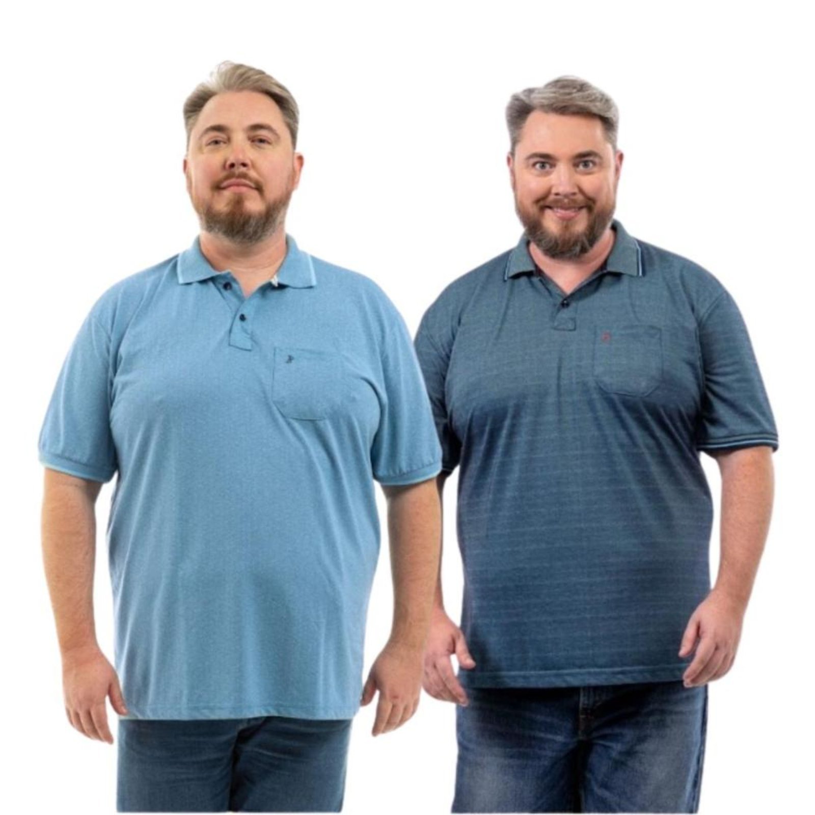 Kit 2 Camisa Polo Masculina Plus Size Pique com Bolso Casual