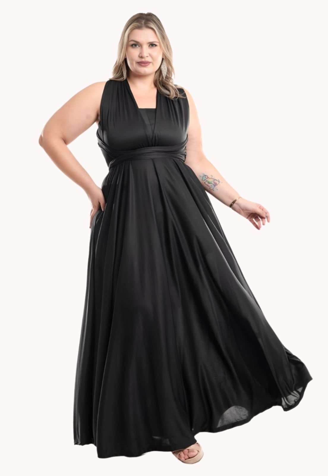 Vestido Plus Size Festa Longo Multiformas Madrinha Juquitiba Brasil Preto