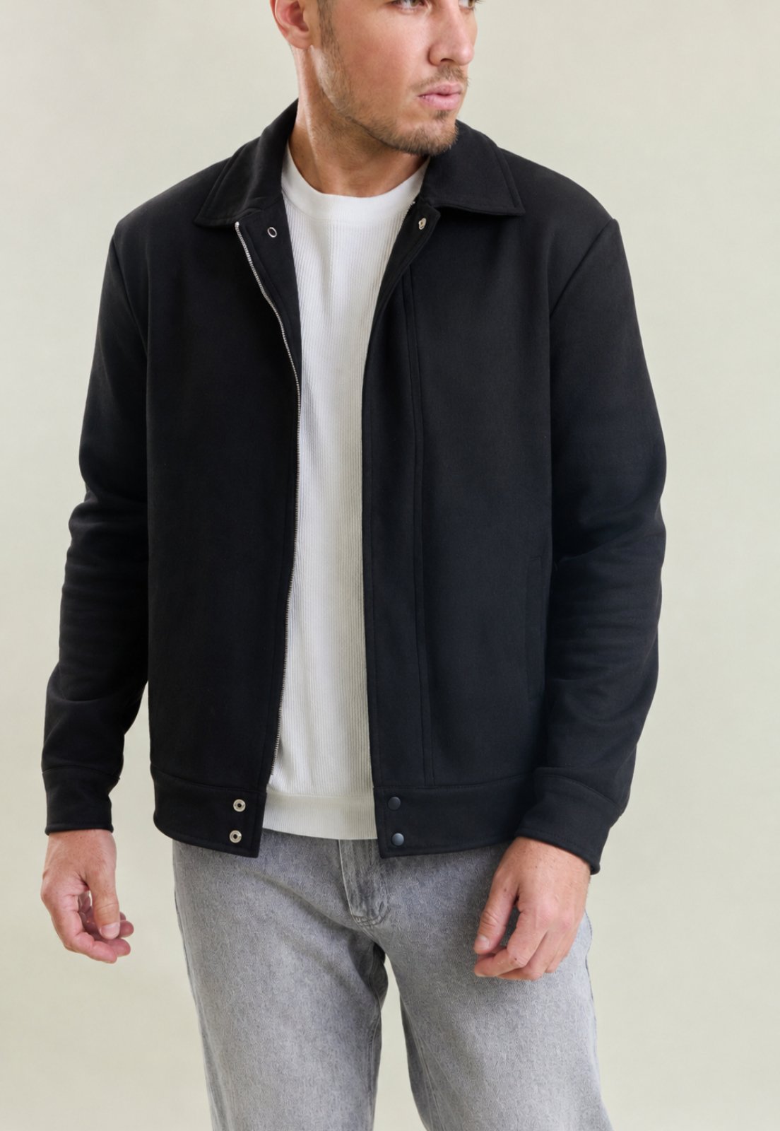 Jaqueta Bomber em Suede Masculina Casual Preto Dialogo
