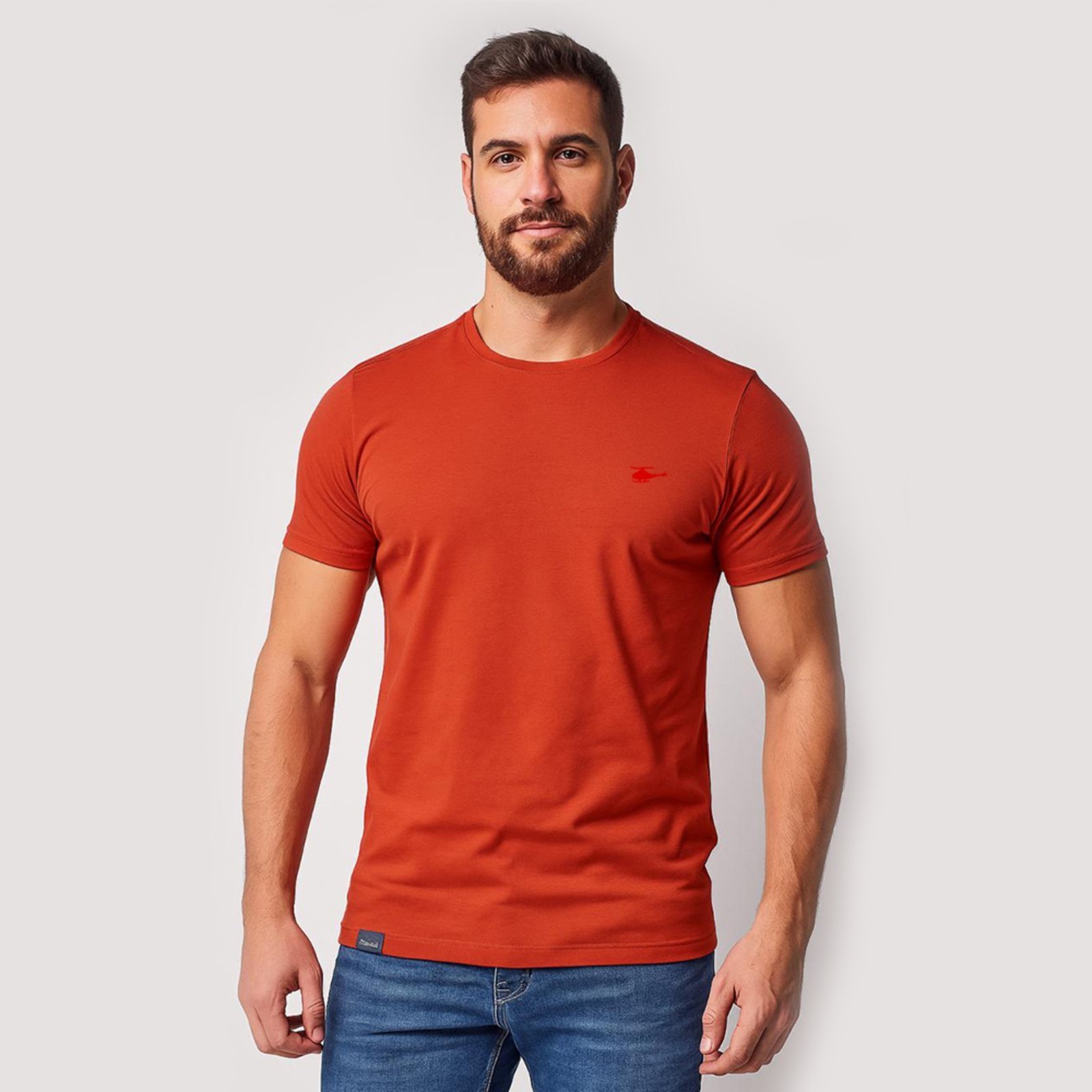 Camiseta Masculina Sallo Gola O Básica Premium Terra Cota