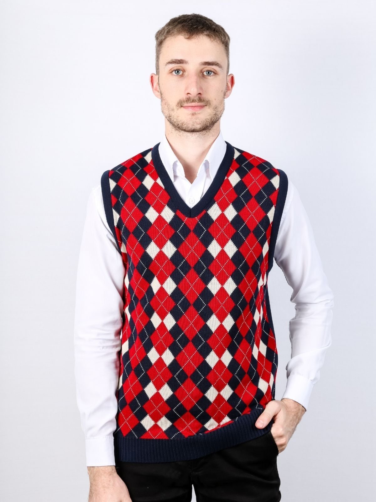 Colete masculino com jacquard