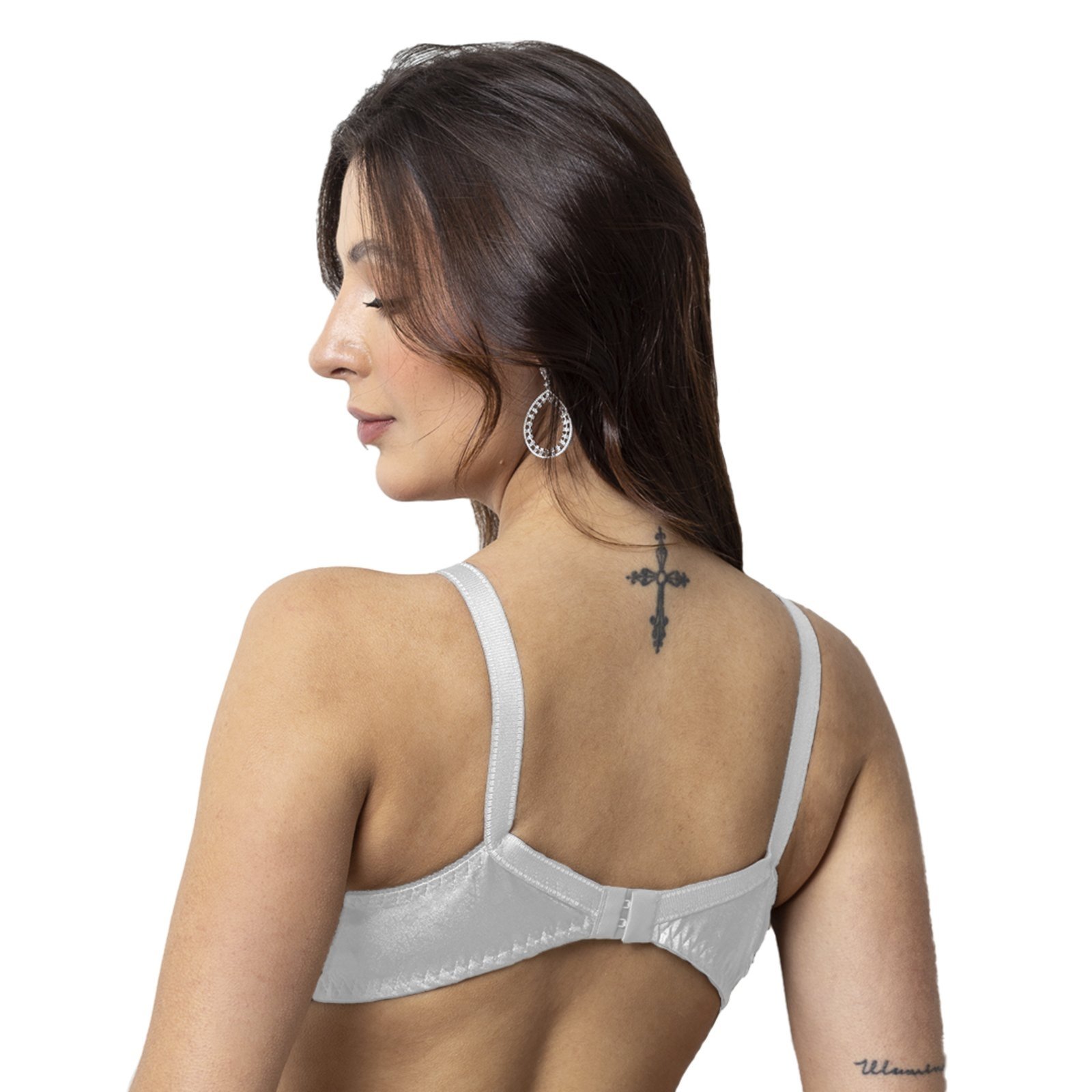 Vista 3 Sutiã Gabi Lingerie Sem Bojo Moda Elegante Confortável Soutien Básico Detalhado Renda Feminino branco Gabi Lingerie branco