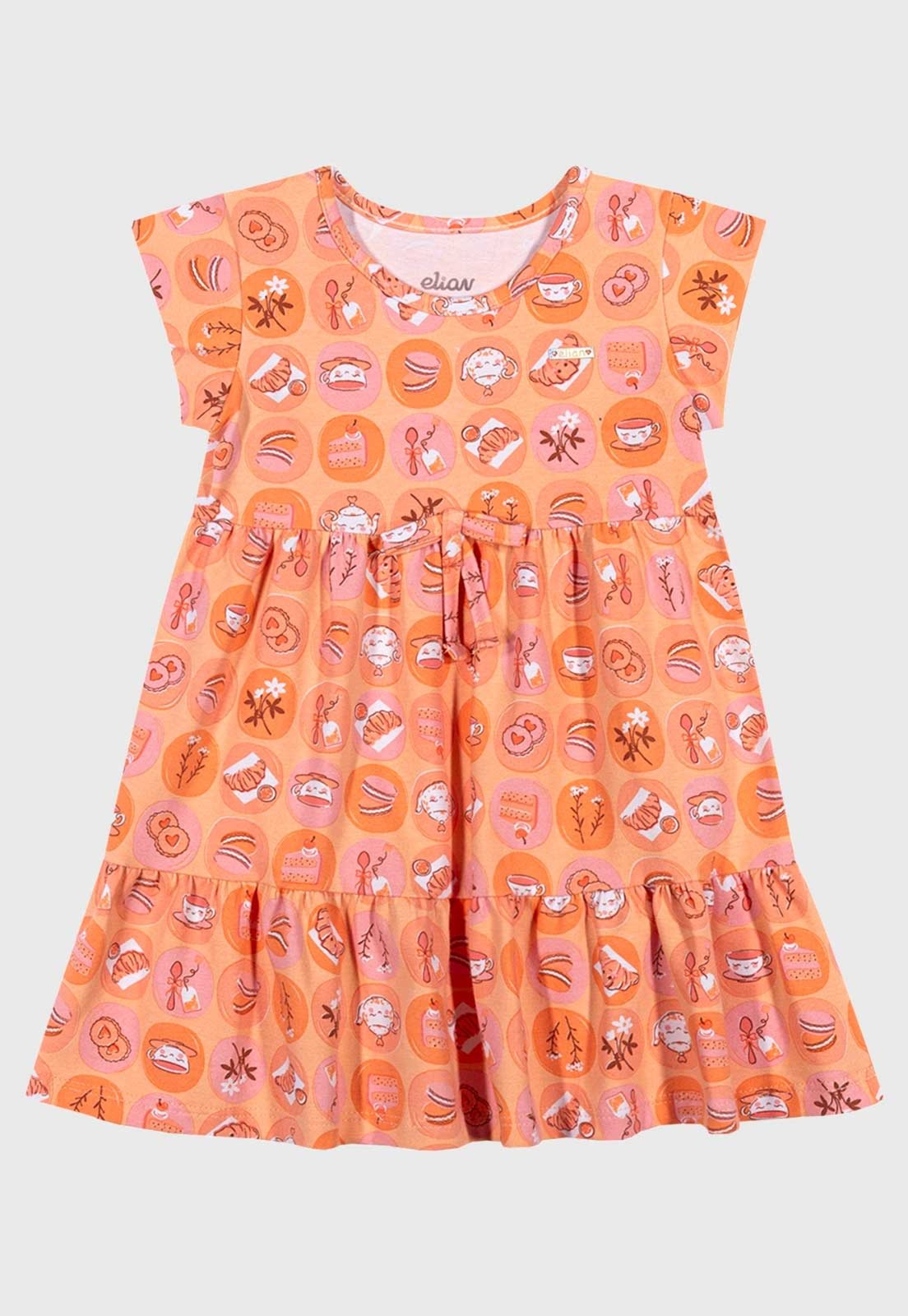 Vestido Elian Estampa Doces Coral