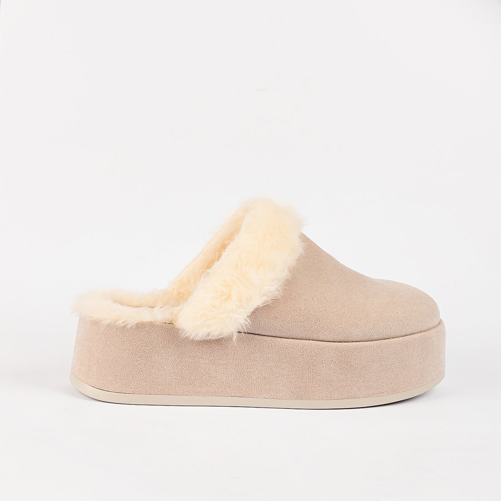 Sandalia Tamanco Giulia Bardo Clog Lunara Peluciado Off White