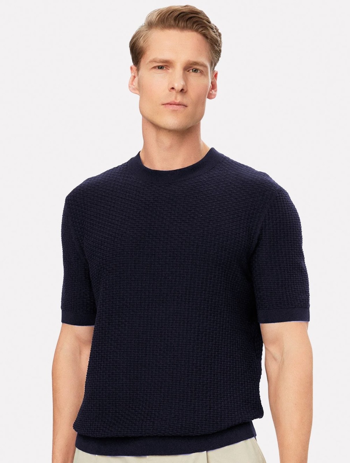 Suéter Hugo Boss Masculino Regular Fit Manga Curta Trico H-Nilton