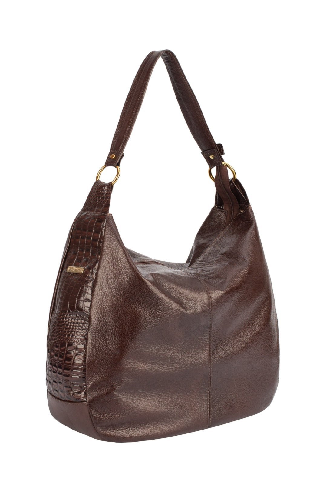 Vista 3 Bolsa saco grande de couro liso Carla - Café Andrea Vinci vermelho Andrea Vinci vermelho