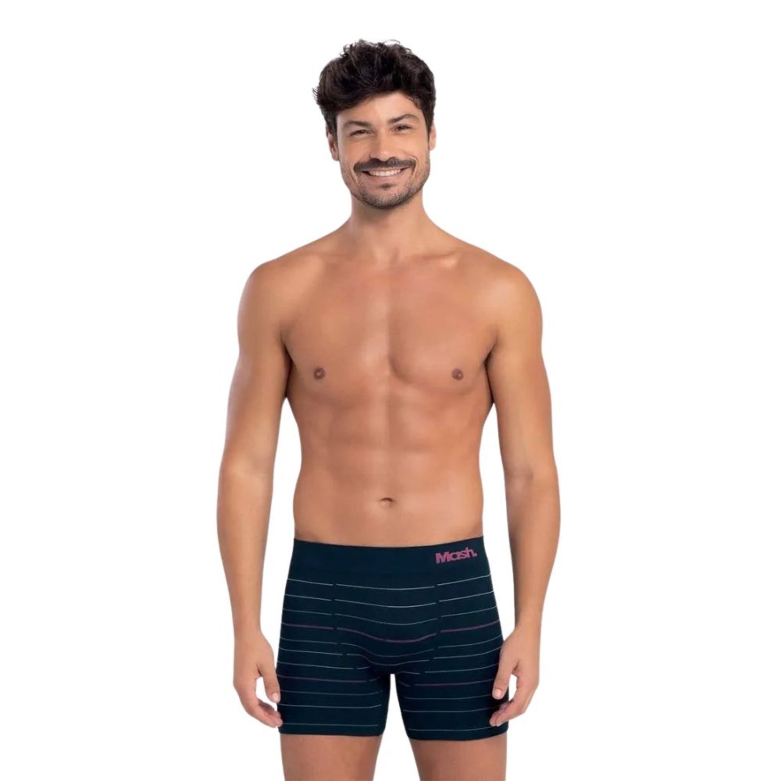 Vista 3 Cueca Boxer Mash Microfibra Sem Costura Listrada Adulto 710.22 preto MASH preto