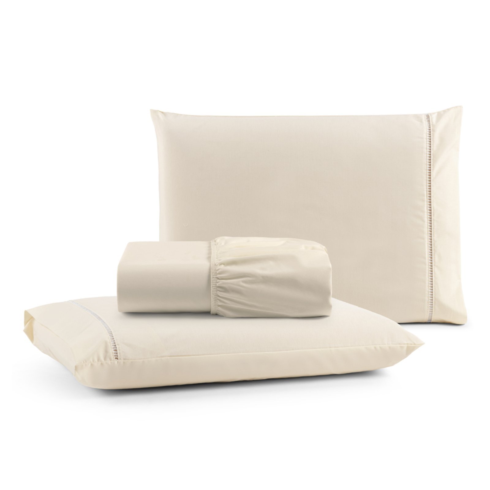 Jogo Cama Lençol Casa Scarpa Bali Casal Padrão Percal 180 Fios Algodão Ponto Palito 3 Peças - Palha