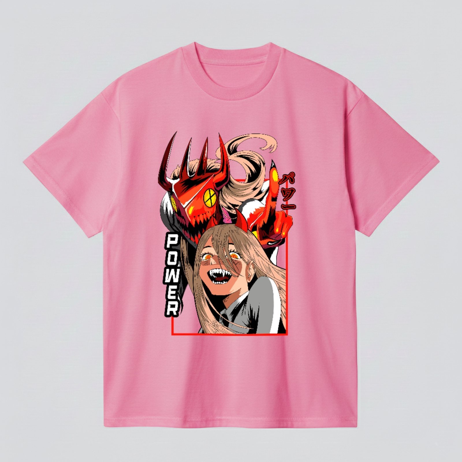 Camiseta Ousy Básica Coleção Anime Power Chainsaw Man Unissex Rosa