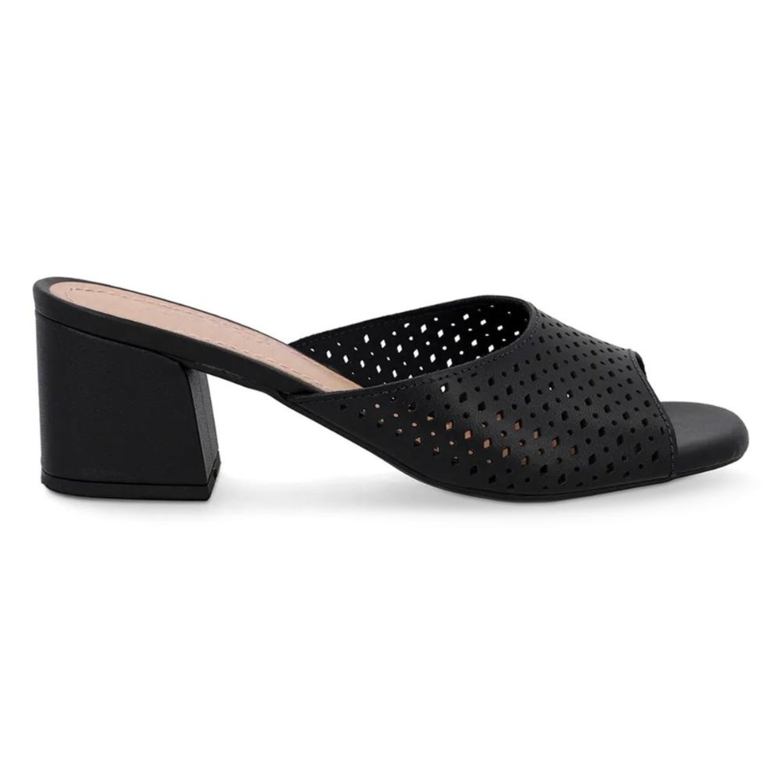Tamanco Usaflex Feminino Salto Bloco Laser UD09001 Preto