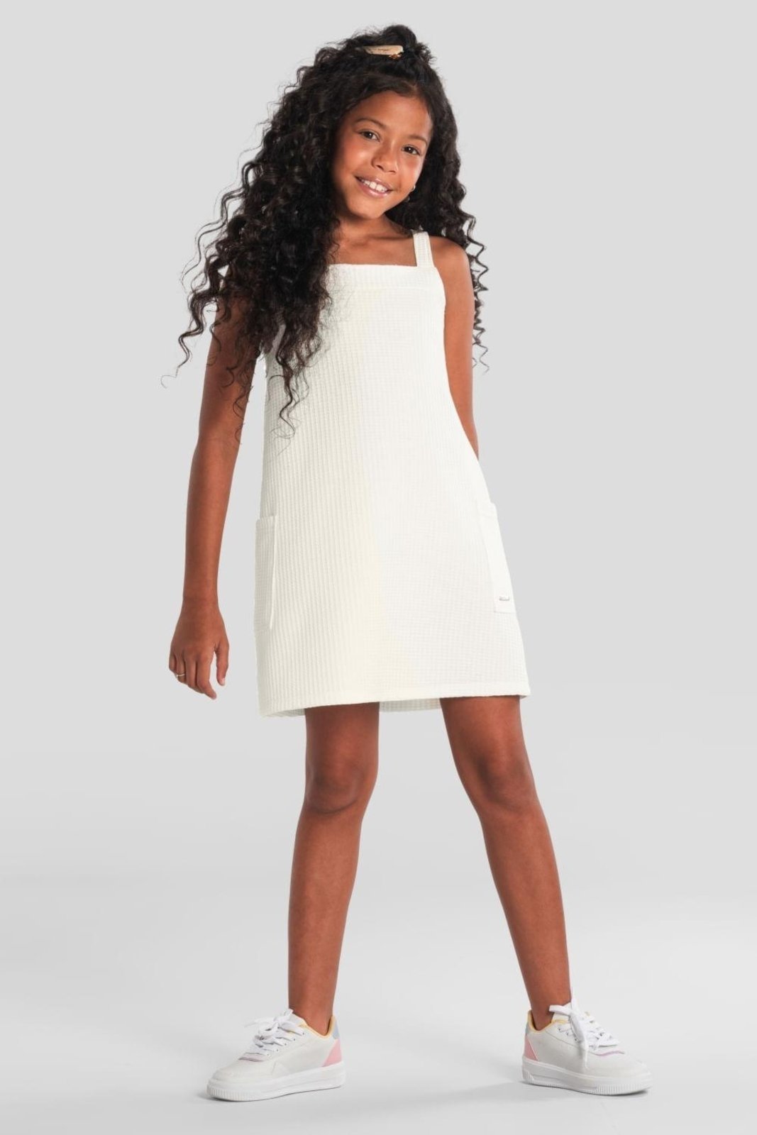 Infantil - Vestido menina moletinho quadrilê Brandili -Natural