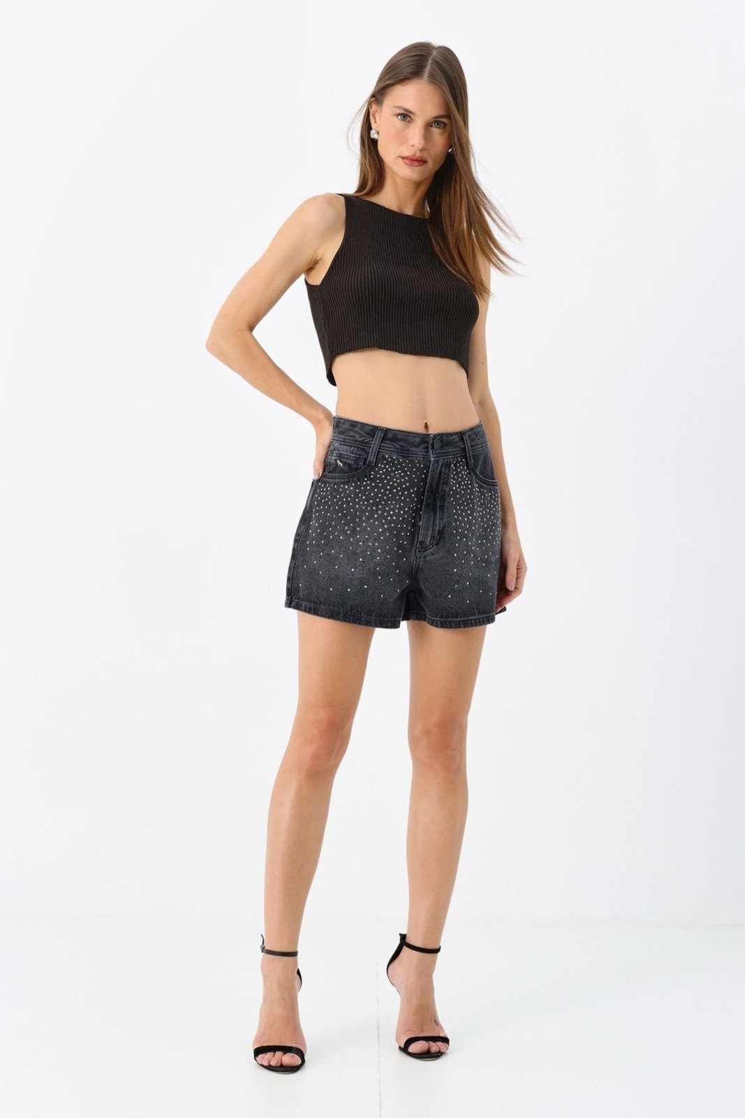 Short Jeans com Aplicação ACT Feminino