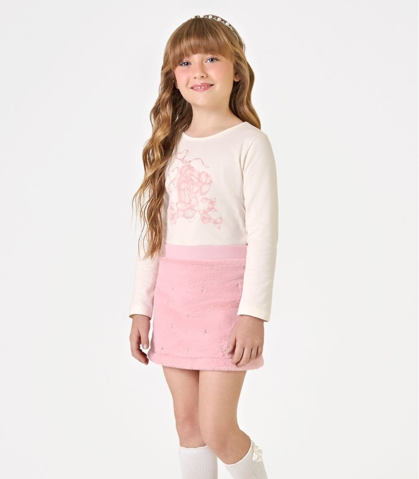 Infantil - Conjunto Blusa Com Saia Trick Nick Rosa