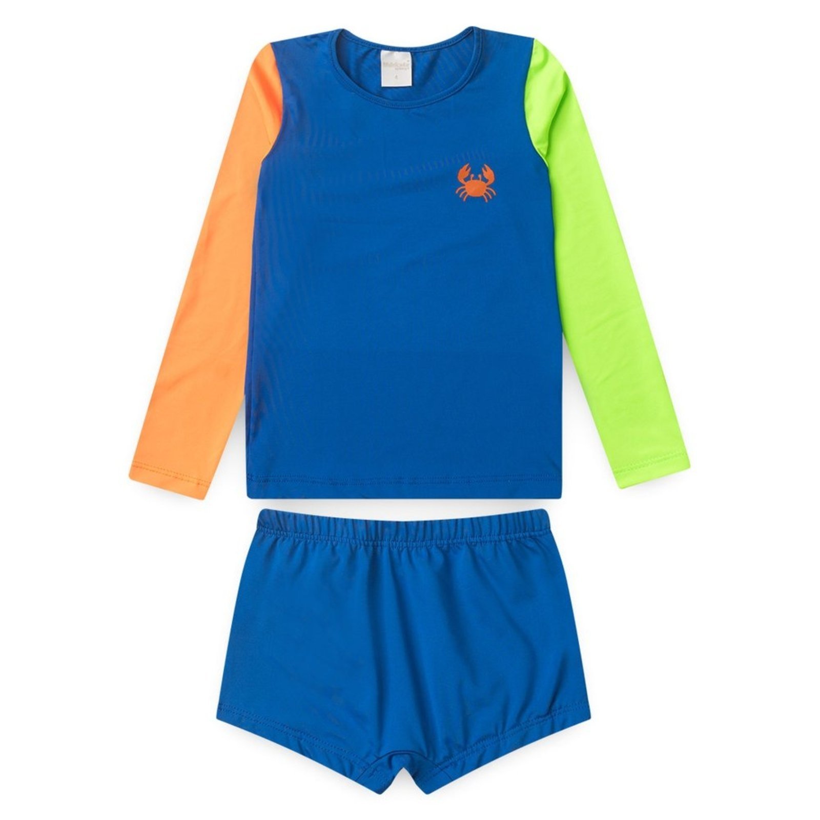 Vista 3 Conjunto Praia Menino Royal Camiseta Manga Longa e Sunga Caranguejo Molekada azul Molekada azul