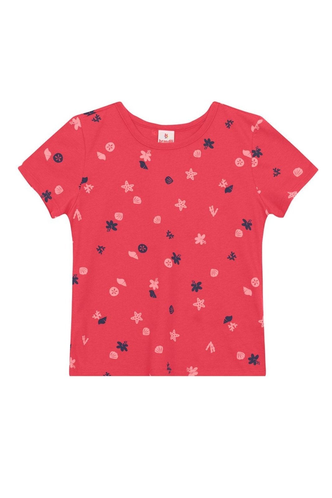 Vista 3 Infantil - Blusa menina estrelada em meia malha Brandili vermelho Brandili vermelho