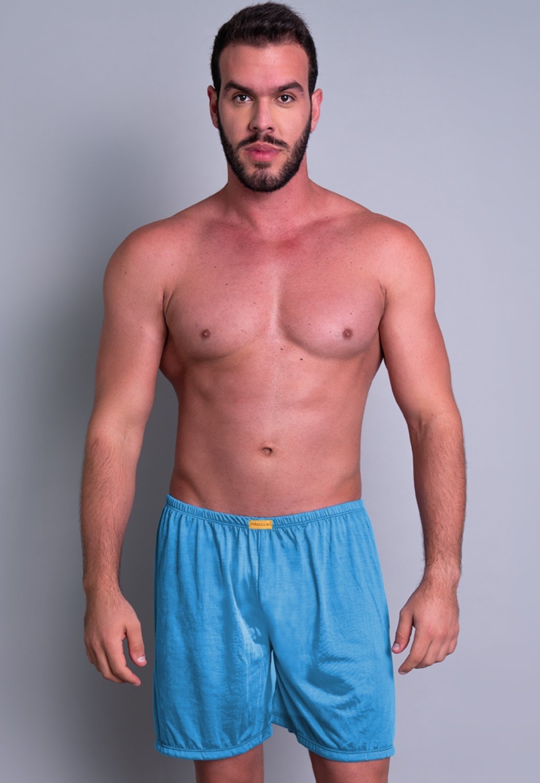 Short Curto MVB Modas Pijama De Dormir Masculino Adulto Azul Claro