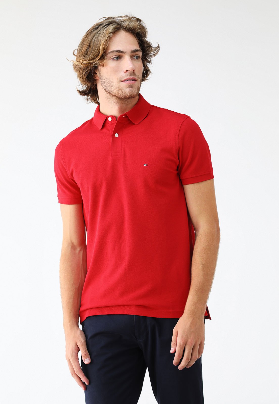 Camisa Polo Tommy Hilfiger Reta Vermelha