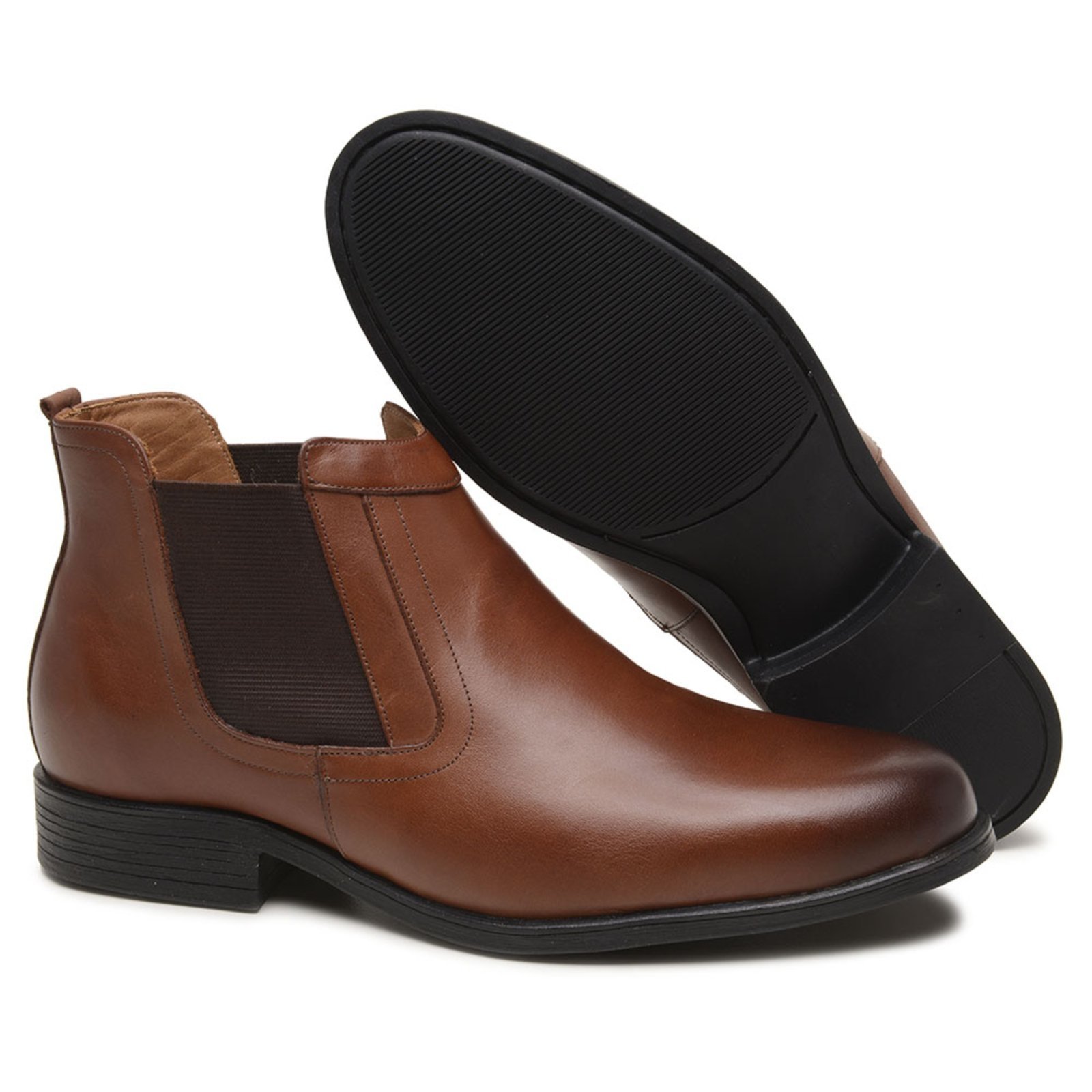 Bota Masculina Chelsea Veritimo Social Casual Botina Couro Com Elástico Clássica Conforto Marrom