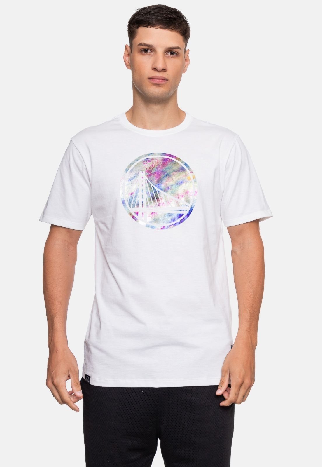 Camiseta NBA Masculina Galaxy Golden State Warriors Off White